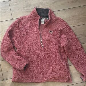 PINK Victoria's Secret Plush Sherpa Quarter-Zip Pullover - Dusty Rose